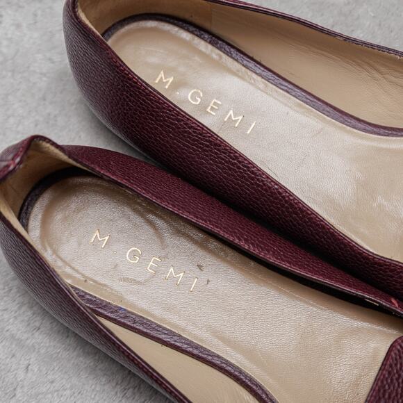 M Gemi Burgundy Pebbled Leather Pointed Toe Flats Womens Size EU 40.5 US 9.5 - Picture 16 of 16